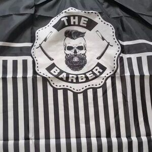 Set Of 2 The Barber Skull Faced Black/White Striped Aprons 57x65 Inches